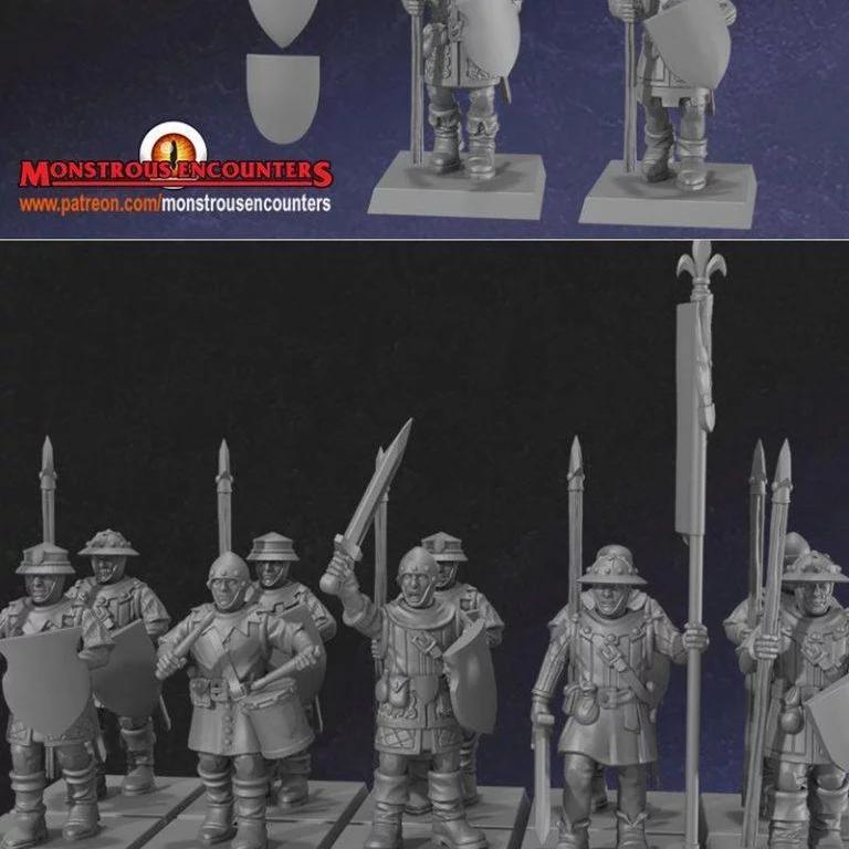 布列塔尼男战士3D打印模型|Breton Men-at-arms Units