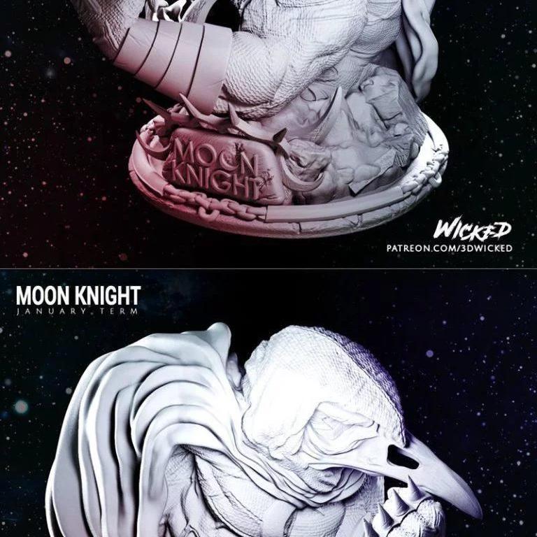 3D打印月光骑士雕像|3DWicked – Moon Knight Bust