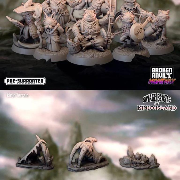 Broken Anvil迷你模型——Kinjo岛狂暴野兽系列（2022年3月）|Broken Anvil Miniatures – Savage Beasts Of Kinjo Island March 2022