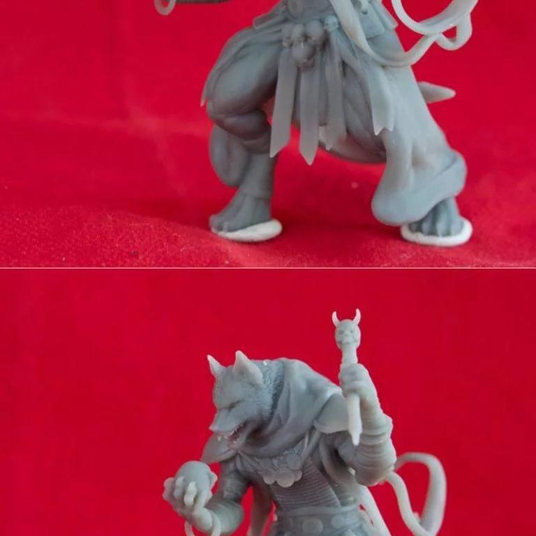 狼人巫师 – 3D打印模型|Coyote Necromancer – Tabletop Miniature