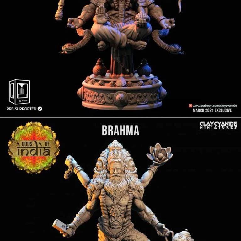 印度神话迷你雕塑模型——湿婆与毗湿奴|Clay Cyanide Miniatures – Gods of India