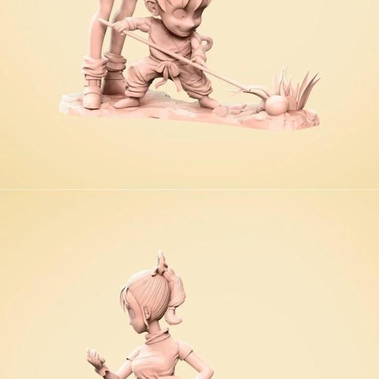 龙珠3D打印模型-悟空与布尔玛|Dragon Ball Statue – Goku and Bulma