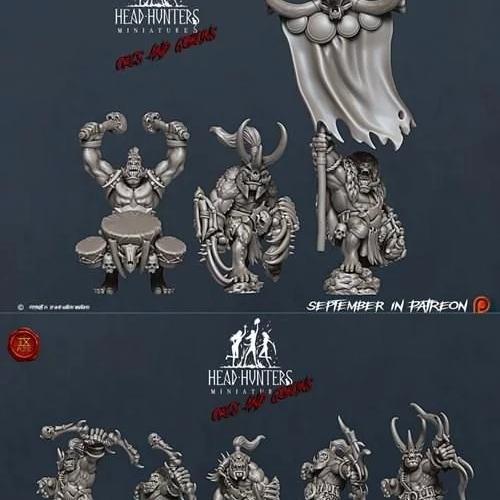 头猎者迷你模型 - 赤炎兽人 2021年9月版|Head Hunters Miniatures – Feral Orcs September 2021