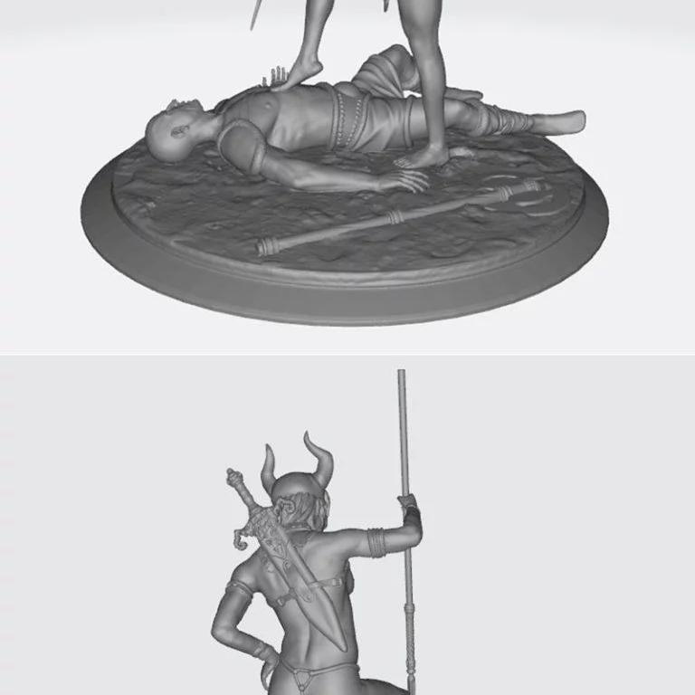 亚马逊战姬 3D打印模型|Amazon warrior girl with the spiar