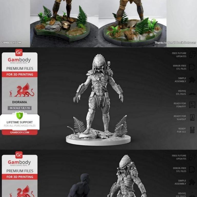 Predator 3D打印模型展示|Predator vs Dutch diorama pt.1 – Predator