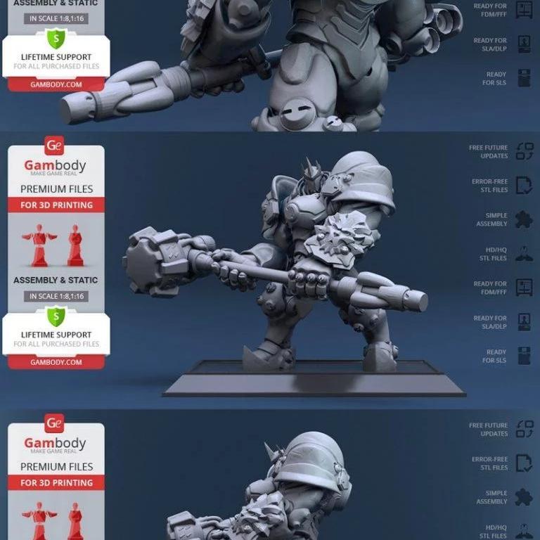 overwatch Reinhardt 3D打印模型|Reinhardt from Overwatch