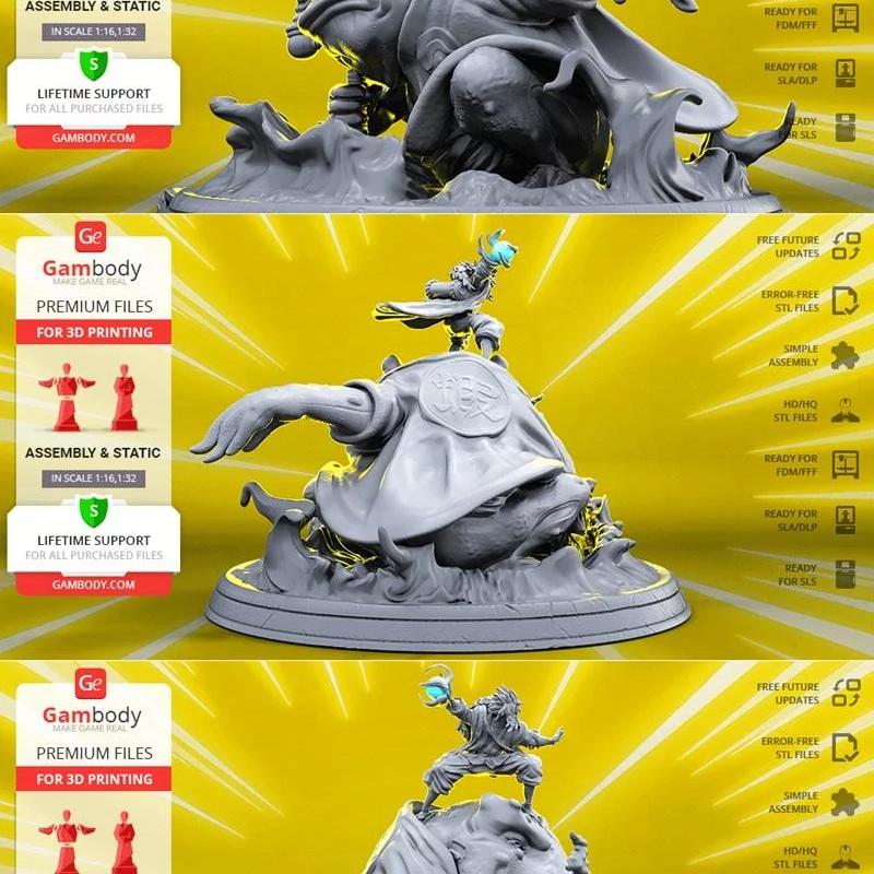 波风水门与大筒木桃地 3D打印模型|Jiraiya & Gamabunta – 3D Print Model