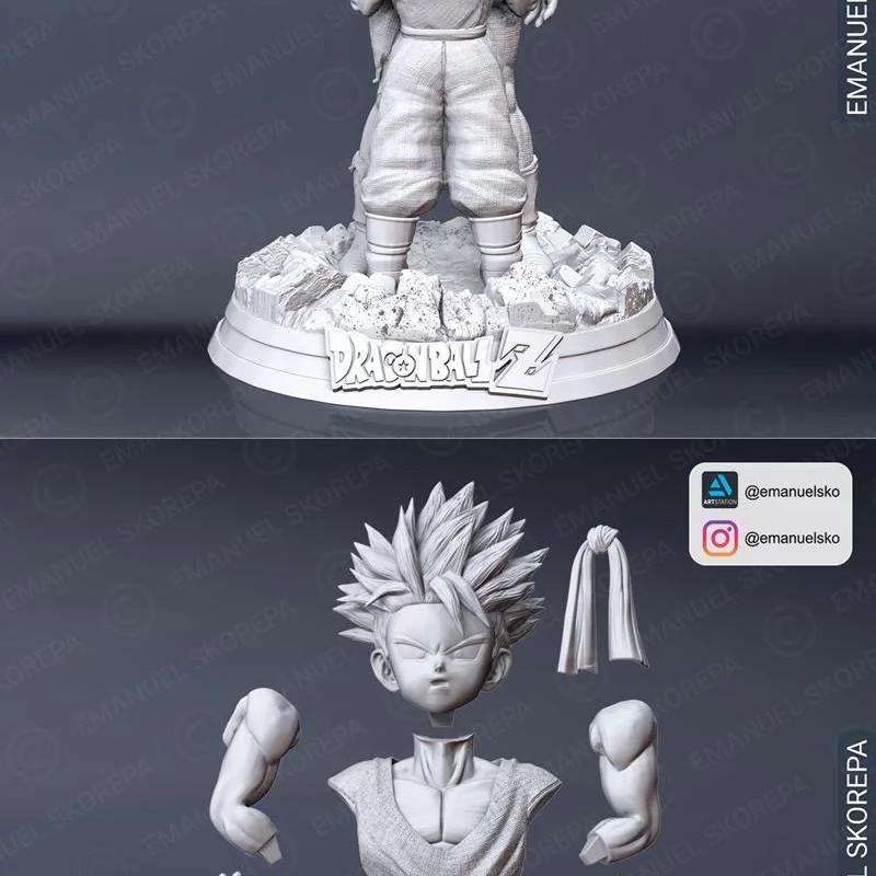 悟空与贝吉塔3D打印雕像模型|Emanuel Skorepa – Vegeta and Trunks Statue – 3D Print Model