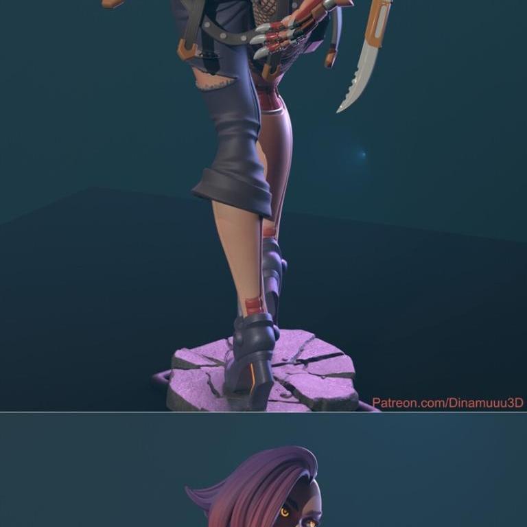 赛博朋克少女·蓓蕾·3D打印模型|Cyberpunk Girl – Blossom – 3D Print Model