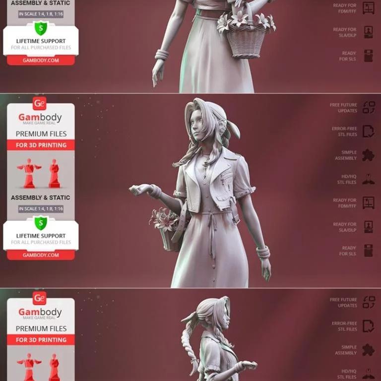 Aerith Gainsborough 3D打印模型|Aerith Gainsborough – 3D Print Model