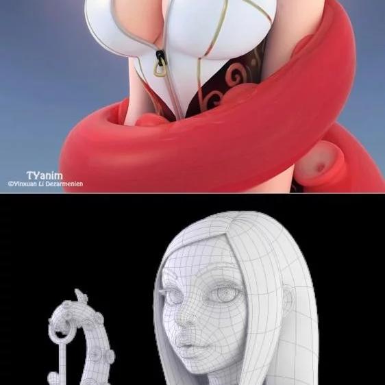 丹妮莉丝—章鱼—3D打印模型|Daenerys – Girl and Octopus – 3D Print Model