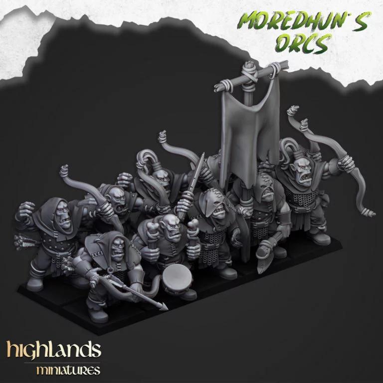 高地迷你模型-兽人弓手-3D打印雕塑|Highlands Miniatures – Orc Archers – 3D Print Model