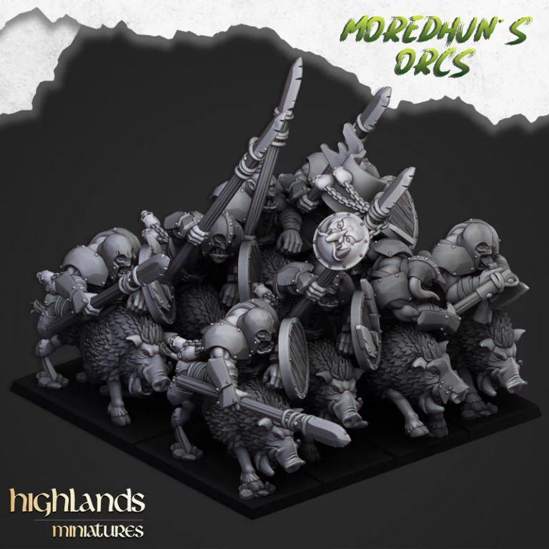 高地迷你模型——坐骑 Orc 3D打印雕塑|Highlands Miniatures – Mounted Orcs – 3D Print Model