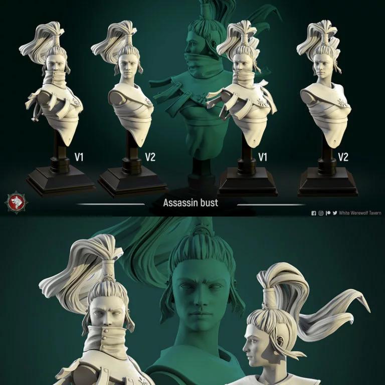 cult刺客模型——3D打印可玩角色设计|Cult Assassin Bust – 3D Print Model