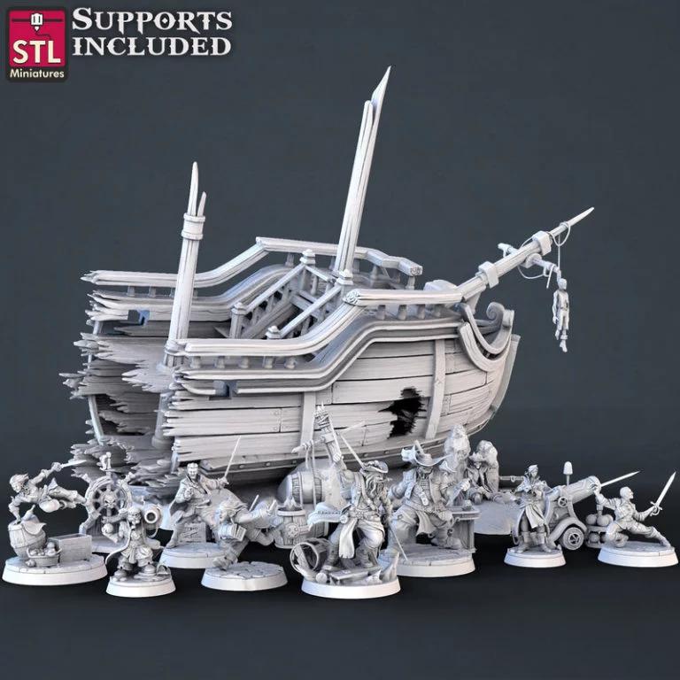 STL迷你模型-海盗主题套装|STL Miniatures – Pirate Set – 3D Print Model
