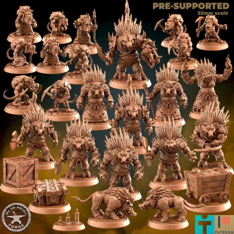 我的3D打印工坊——《霍比特人》中的小矮人与Quilboar模型|My 3D Print Forge – Kobolds and Quilboars – 3D Print Model