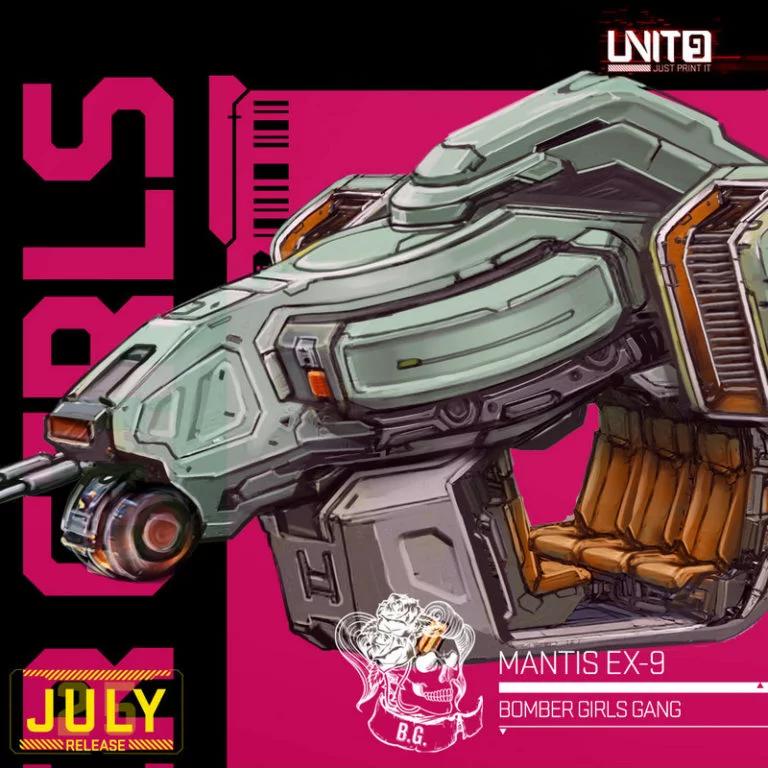 第九章：轰炸机少女小队——螳螂EX-9 3D打印模型|Unit9 – Bomber Girls Gang – Mantis EX-9 – 3D Print Model