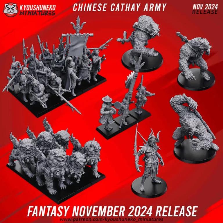 中国风凯撒军团 3D打印迷你模型|Kyoushuneko Miniatures – November 2024 Fantasy Release – Chinese Cathay Army – 3D Print Model