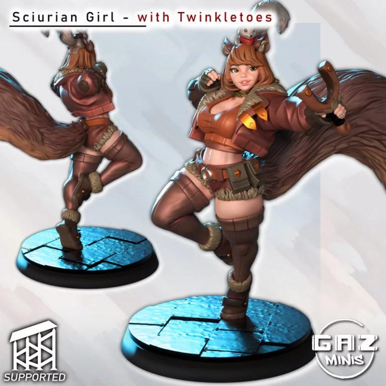 兔耳少女与闪亮小脚——3D打印模型|Sciurian Girl with Twinkletoes – 3D Print Model