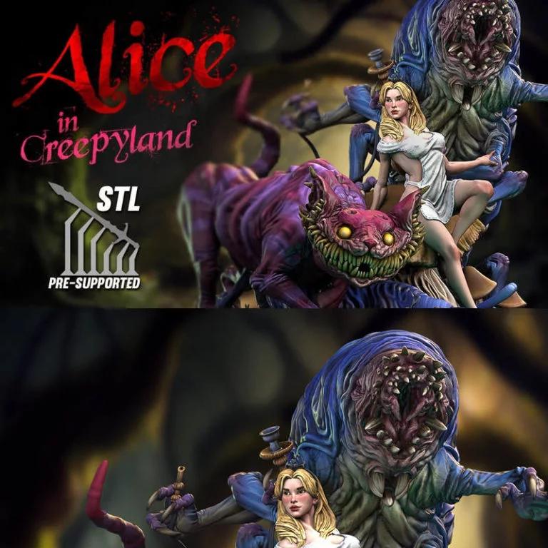 《爱丽丝在诡异之地3D打印模型》|Alice in Creepyland – 3D Print Model