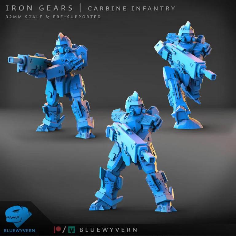铁齿轮——卡宾枪步兵（模块化）3D打印模型|Iron Gears – Carbine Infantry (Modular) – 3D Print Model