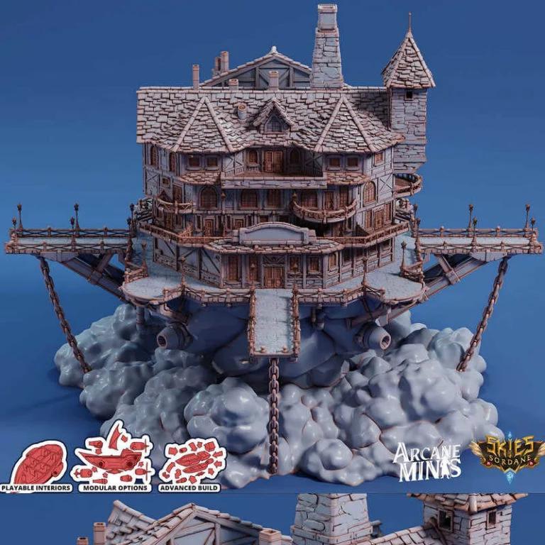 《云顶酒馆3D打印模型》|Arcane Minis – Airship Cloudtop Tavern – 3D Print Model