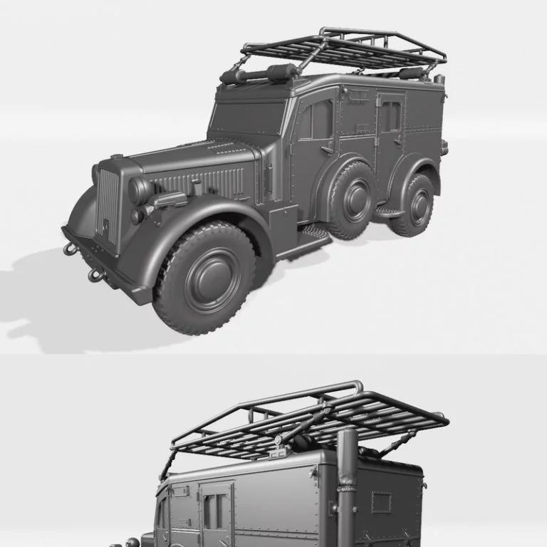 霍奇901型40号车载电台（德国二战）3D打印模型|Horch 901 Type 40 Radio Car (Kfz.17) (Germany, WW2) – 3D Print Model