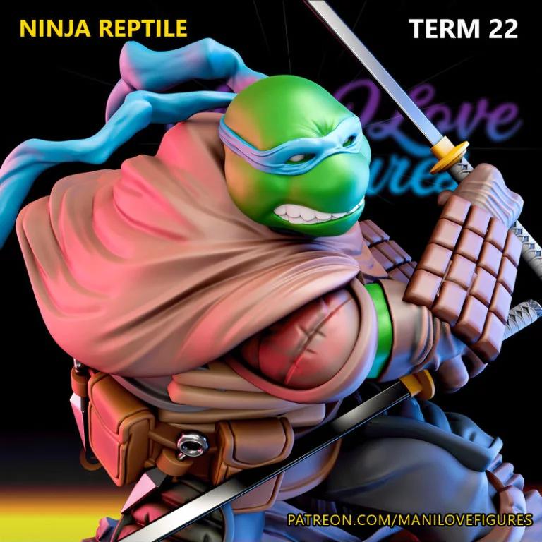 我爱的造型——莱奥迷你忍者爬行动物3D打印模型|Man I Love Figures – Leo Mini Ninja Reptile – 3D Print Model