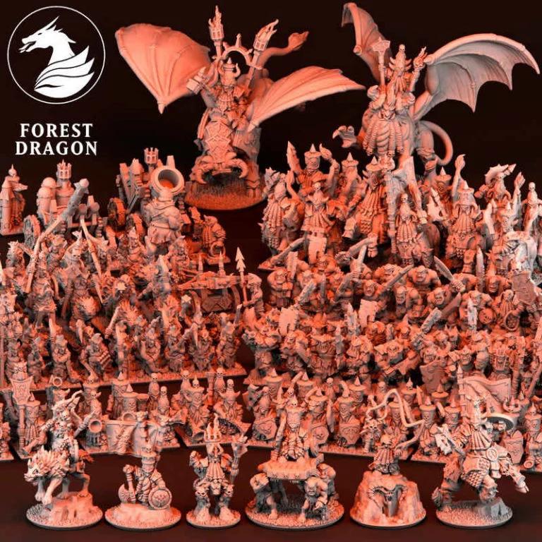 森林龙族——矮人恶魔锻造兵模型套装|Forest Dragon – Dwarf Demonsmith Army Pack – 3D Print Model