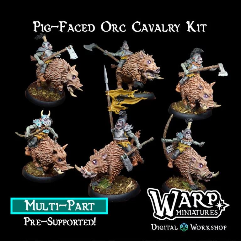 Warploque迷你兵模 - 猪脸兽人骑兵 3D打印模型|Warploque Miniatures – Pig-Faced Orc Cavalry Kit – 3D Print Model