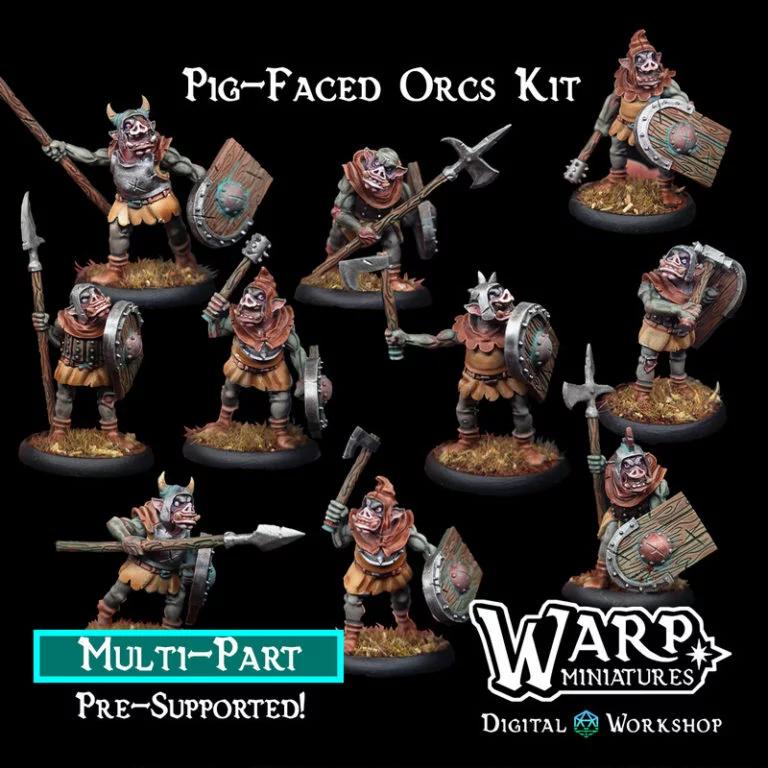 Warploque迷你模型：猪脸奥克族3D打印模型|Warploque Miniatures – Pig-Faced Orcs Kit – 3D Print Model