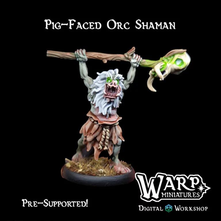 Warploque迷你模型：猪脸 Orc萨满|Warploque Miniatures – Pig-Faced Orc Shaman – 3D Print Model