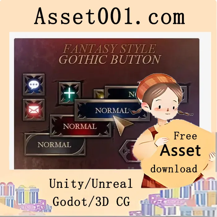 Unity资产商店：中世纪哥特风格按钮集v1.0|Gothic Button set v1.0