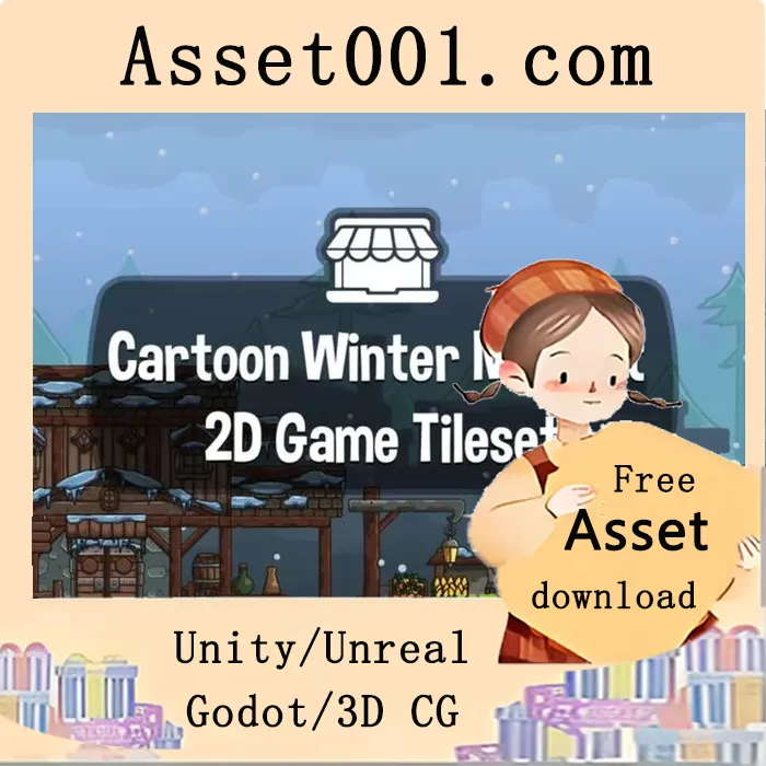 Winter Market 2D Cartoon 128x128 Tileset Winter Market 2D Cartoon 128x128 Tileset