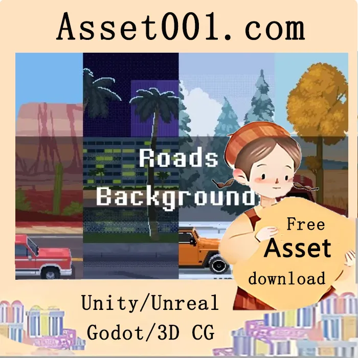 Road Backgrounds with Cars Pixel Art Asset Pack