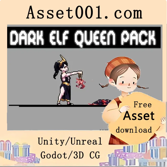 Pixel Dark Elf Queen Animated Sprite Pack