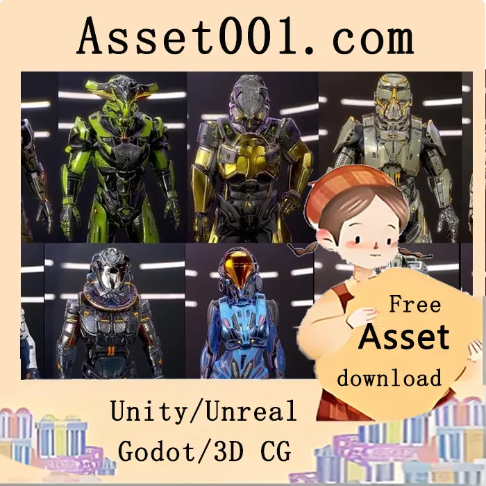科幻风格全套装包，支持PBR材质与多种颜色定制|Sci-Fi Armors Full Pack