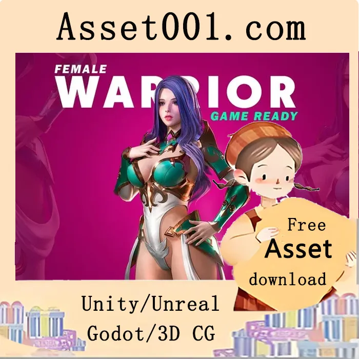 Azura 女骑士战士 3D 模型（Blender 4.0 兼容，带 MustardUI 界面）|Azura - Female Knight Warrior - Game Ready UE4 Low-poly 3D model