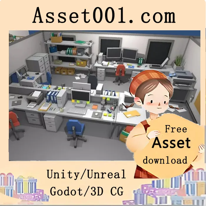 Unity资产包：简约办公室内饰卡通资产v1.2|Simple Office Interiors - Cartoon assets v1.2