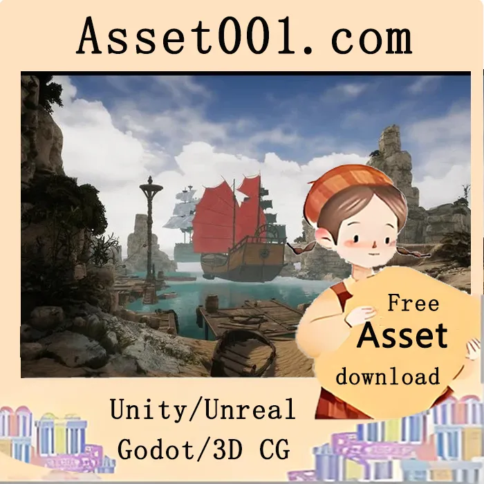 Unity引擎船只与岩石场景包 v1.0 全解析：含帆布模拟、参数化模型及中文宝船设计|Ships and Rocks v1.0 (4.26-5.6)