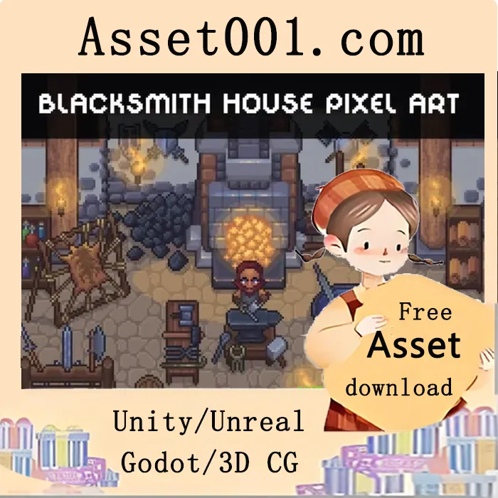 像素风格黑smith工坊内外部资产包|Pixel Blacksmith House Interior and Exterior Assets