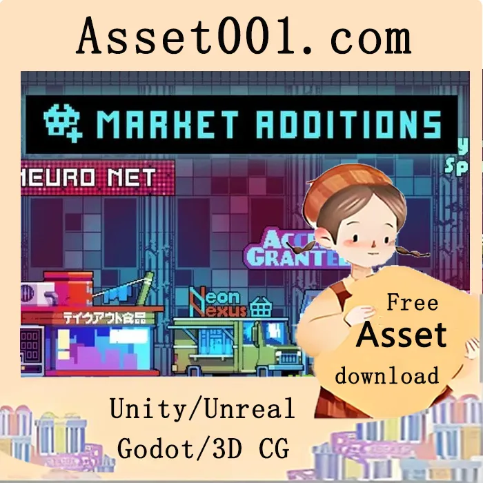 《赛博朋克风格像素艺术市场场景包》|Pixel Art Market Location for Cyberpunk