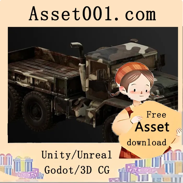 Unreal Engine 军用卡车模型项目：包含完整资产、地图与材质的AAA级高质量资源|Military Truck - Rigged/BP Controllable ( Military Truck Army Drivable Car 3D ) 5.5