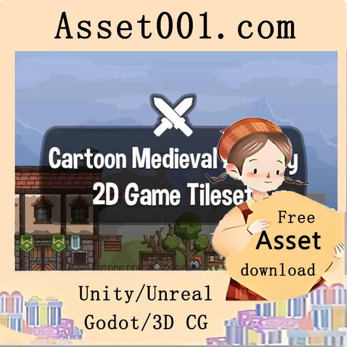 中世纪兵工厂街卡通2D瓷砖集|Medieval Armory Street Cartoon 2D Tileset