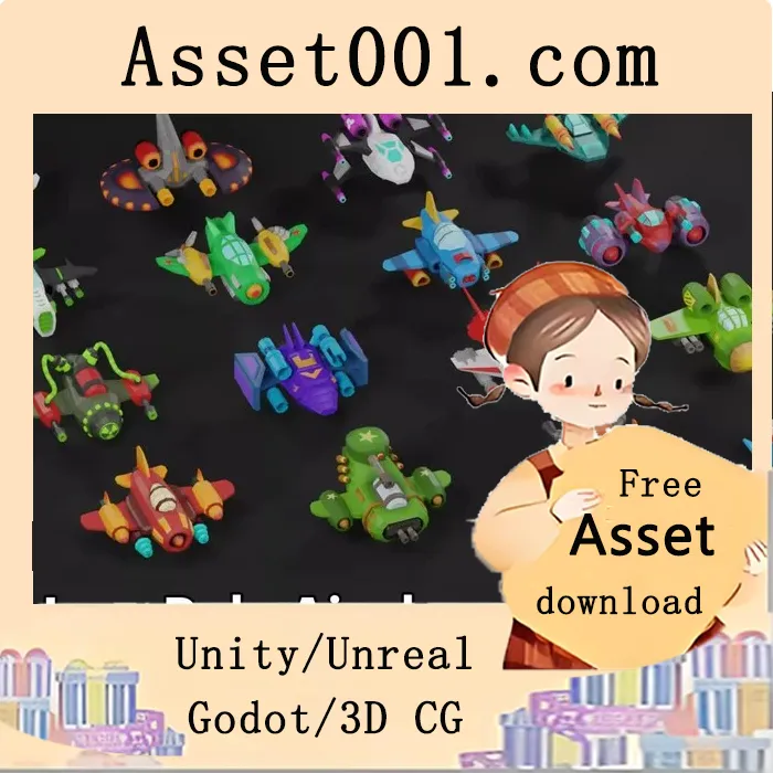 低多边形战斗飞机资产包 1.0|Low Poly Fly Battle Airplanes Assets Pack 1.0