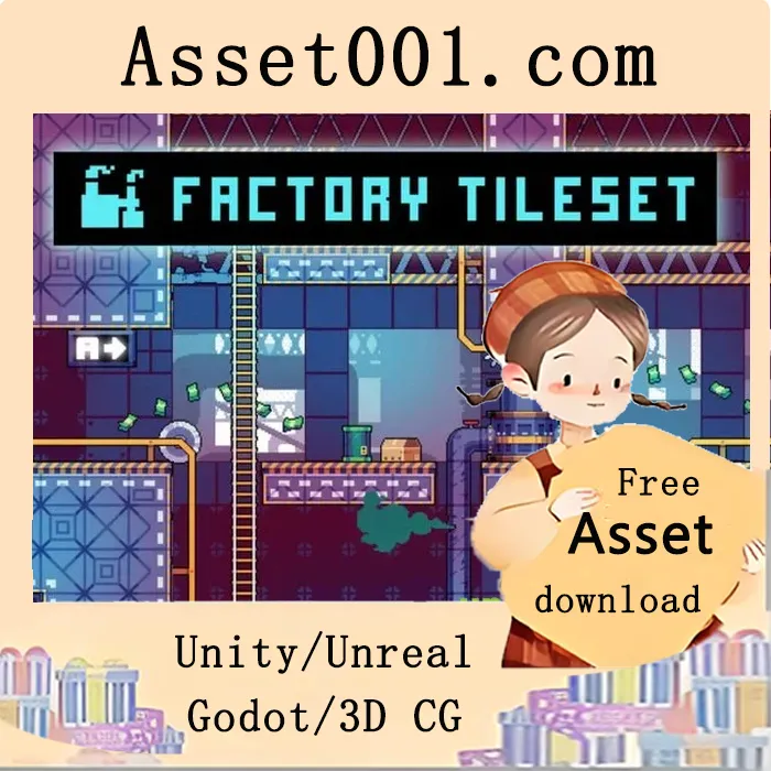 工厂像素艺术32x32瓦片集——打造赛博朋克工业世界|Factory Pixel Art 32x32 Tileset for Cyberpunk