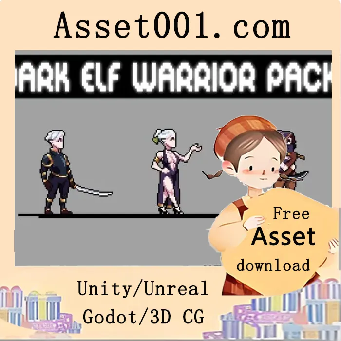 暗精灵像素艺术精灵图集：打造奇幻RPG世界的必备资源|Dark Elf Sprite Sheet Pixel Art Pack