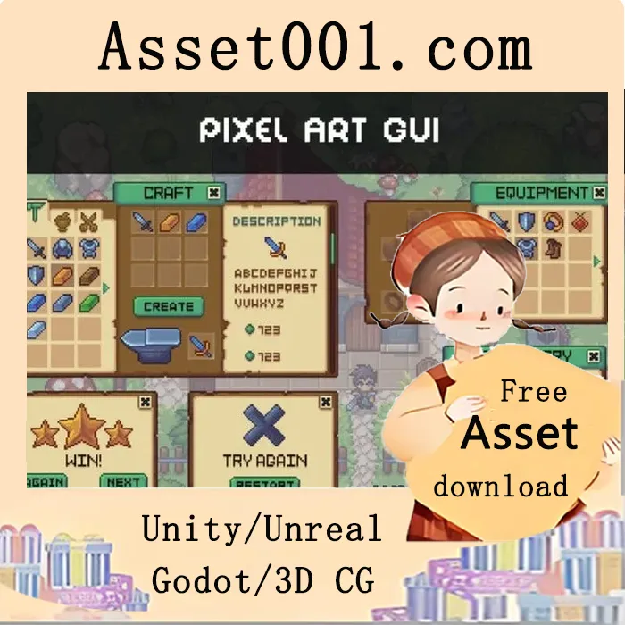 像素艺术RPG界面包：包含窗口、按钮、图标及HUD元素的完整UI资源包|Basic Pixel Art UI for RPG