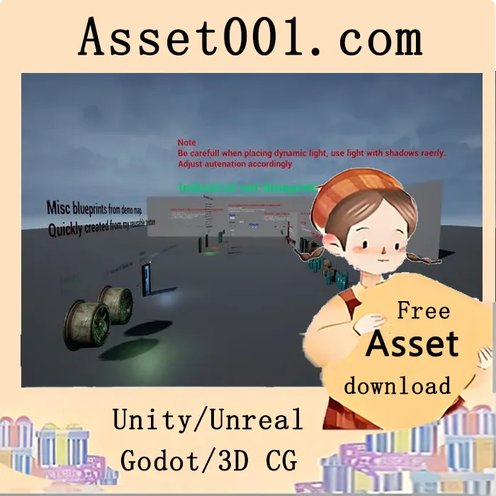 Unreal Engine 5.2.0 版本工业场景蓝图套装（含灯光、开关、门锁、管道及物理效果）|Industrial Lights and Switches Blueprints Set 4.26+