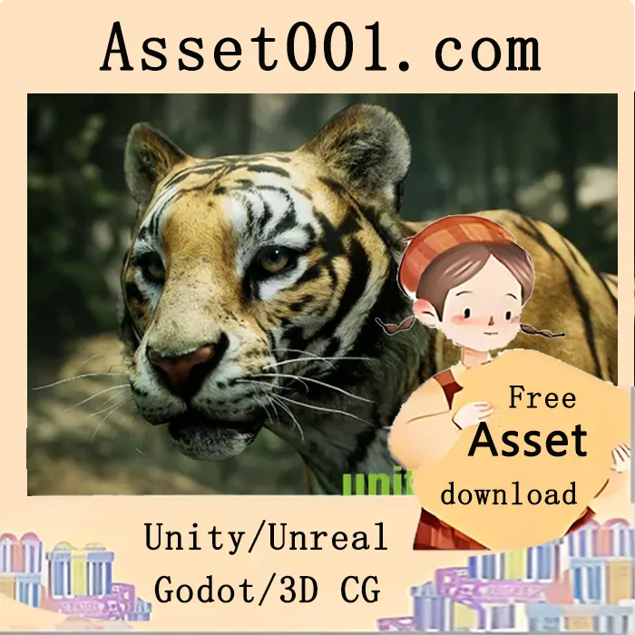 高精度雄性老虎模型资源：支持4K纹理、60fps动画与gFur毛发系统|Animalia - Tiger (male) v4.20+